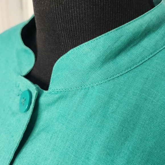 Celebrate Your Spirit 100% Linen Green Jacket Plus Size 18W - Picture 2 of 8